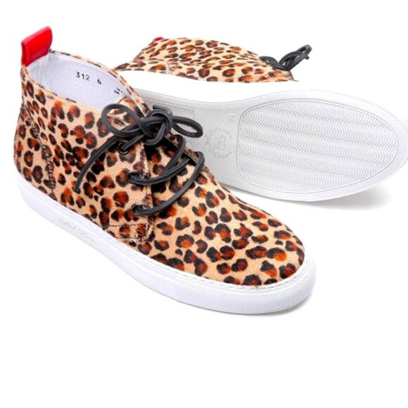 Anthropologie Shoes - Del Toro Sneakers Womens Pony Hair Fur Leopard Chukka Shoes Platform Tan Black 7